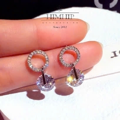 Khuyên Tai Ngắn HimHip HKCC Vòng Phale Phối Hạt Phale Lấp Lánh 2*1cm