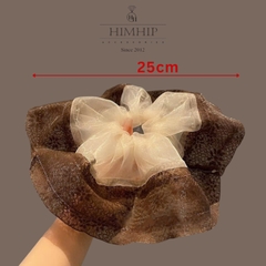 Scrunchies HimHip Bản To Phối Vải Voan Nhún Viền Ren Sang Trọng ~ 25cm