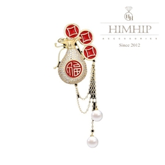 Trâm, Ghim Cài Áo HimHip Hà Bao Cổ Trang Sang Trọng HKCC Mix Trai 3,5*4,5cm