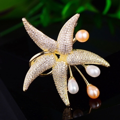 Trâm, Ghim Cài Áo HimHip Sao Biển Vàng Thanh Lịch HKCC Mix Trai 5,5*6,5cm