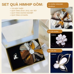 Set Quà 20/10 HimHip Khăn Viscose 90x90cm & Cài Khăn, Cài Áo Kèm Túi Hộp Thiệp - 1279