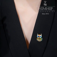 Trâm, Ghim Cài Áo HimHip Cú Mèo Nhiều Màu Sắc Thanh Lịch HKCC Đính Phale 2,5*3,5cm