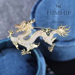 Trâm, Ghim Cài Áo HimHip Rồng Bay Sang Trọng HKCC Đính Phale 3,4*6cm