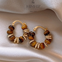 Khuyên Tai Ngắn HimHip Vòng Chuỗi Đá Sang Trọng HKCC 1.7x2.1 cm