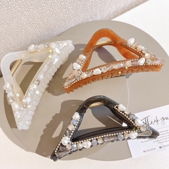 Kẹp Càng Cua HimHip Composite Đính Đá, Hạt Giả Trai Tam Giác Sang Trọng 4.5x11cm