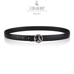 Dây Lưng HimHip Da Thật Mặt Tròn Phối Lá Sang Trọng 2.5x100cm