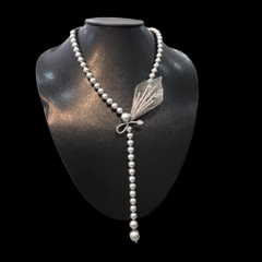 [Thiết Kế] Vòng Cổ HimHip Tinh Thể Ngọc Trai 8Li Mặt Lá Phale Sang Trọng 50+0cm Phụ Kiện Áo Dài