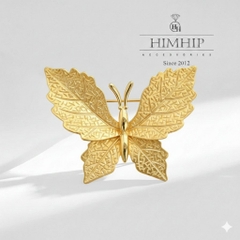 Trâm, Ghim Cài Áo HimHip HKCC Bướm Lá Kim 4.5*5.5cm