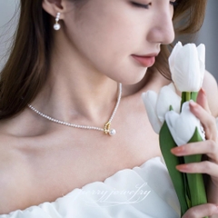 [Thiết kế] Vòng Cổ HimHip Tinh Thể Ngọc Trai Dáng Thả Thanh Lịch 46+0cm
