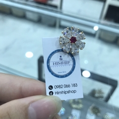 Pin Cài Áo HimHip Hoa Trắng Nụ đỏ Thanh Lịch HKCC Đính Phale 1.5cm
