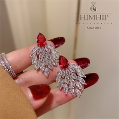 Khuyên Tai Ngắn HimHip Giọt Nước Sang Trọng HKCC Đính Phale 2.1x3.4cm