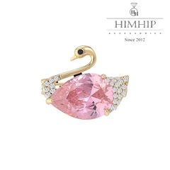 Trâm, Ghim Cài Áo HimHip Thiên Nga Hồng Sang Trọng HKCC Đính Phale 1,4*2cm
