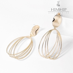 Khuyên Tai Bản To HimHip 4 Vòng Oval Độc Đáo HKCC 2.7x6cm