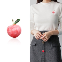 Pin Cài Áo HimHip Quả Đào Hồng Dễ Thương HKCC Phủ Bóng 1,5cm