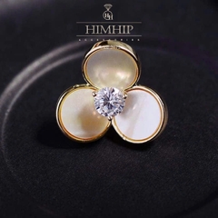 Pin Cài Cúc HimHip Hoa 3 Cánh Nhỏ Khảm Trai Thanh Lịch HKCC Đính Phale 1,5cm