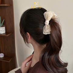 Kẹp Móc Dọc HimHip Resin Nơ Voan Bóng Đính Hạt Lấp Lánh 12cm