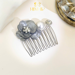 Xước Tóc HimHip HKCC Hoa Mẫu Đơn Nụ Phale Gắn Hạt Giả Trai 10 Răng 6.5x6.5cm