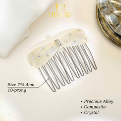 Xước Tóc HimHip HKCC Nơ Composite Ánh Xà Cừ Gắn Phale 10 Răng 7x5.4cm