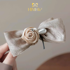 Kẹp Móc Dọc HimHip Glass-filled Nylon Nơ Vải Hạt Giả Trai Đính Hoa Hồng Nhỏ 11x6cm