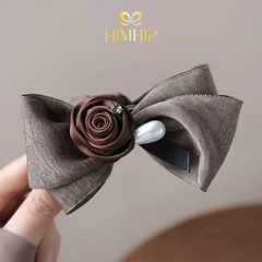 Kẹp Móc Dọc HimHip Glass-filled Nylon Nơ Vải Hạt Giả Trai Đính Hoa Hồng Nhỏ 11x6cm