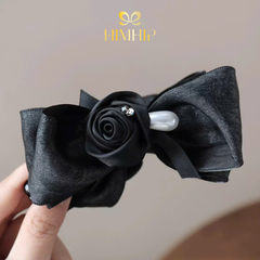 Kẹp Móc Dọc HimHip Glass-filled Nylon Nơ Vải Hạt Giả Trai Đính Hoa Hồng Nhỏ 11x6cm