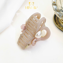 Kẹp Càng Cua HimHip Composite Hoa Trà Nụ Đá Phale Gắn Hạt Giả Trai 12 Răng 8x5cm