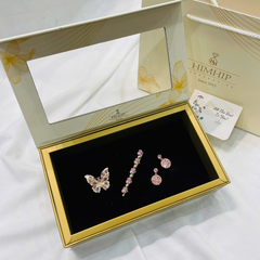 Set Quà Valentine 8/3 HimHip Khuyên Tai, Cài Áo & Kẹp Mái Kèm Túi Hộp Thiệp - 1176