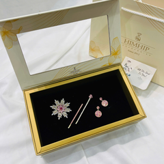Set Quà Valentine 8/3 HimHip Khuyên Tai, Cài Áo & Kẹp Mái Kèm Túi Hộp Thiệp - 1177