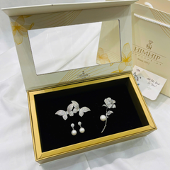 Set Quà 8/3 HimHip Khuyên Tai, Cài Áo & Kẹp Bấm Kèm Túi Hộp Thiệp - 1179