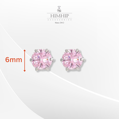 Khuyên Tai Nụ HimHip Hạt Phale Tròn Đính Chấu TiTan Lục Giác 6ly