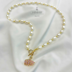 Vòng Cổ HimHip Trai Thật 7Li Mặt Khóa Thiên Nga Phale Hồng Ngọc Sang Trọng 43cm