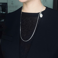 Vòng Cổ HimHip Minimal Pearl Lariat Mặt Trai Dị Phối Dây Phale 3ly Lấp Lánh 60cm Kèm Hộp