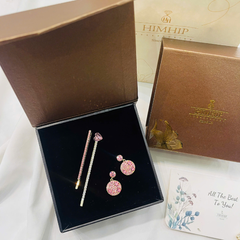 Set Quà Valentine 8/3 HimHip Khuyên Tai & Kẹp Mái Kèm Túi Hộp Thiệp - 271