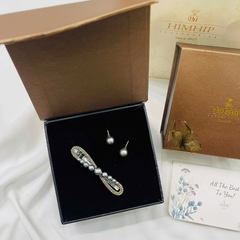 Set Quà 8/3 HimHip Khuyên Tai & Kẹp Mái Kèm Túi Hộp Thiệp - 277