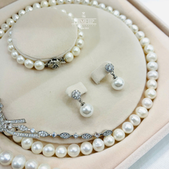 Set Trang Sức HimHip  Vòng Cổ Trai Thật Khóa Lúa 62cm, Vòng Tay, Khuyên Tai Kèm Túi Hộp Thiệp - 108