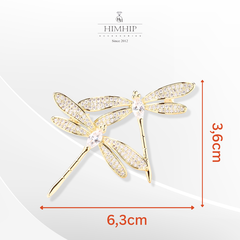 Trâm, Ghim Cài Áo HimHip HKCC Đôi Chuồn Chuồn Tre Cánh Phale 3.6*6.3cm