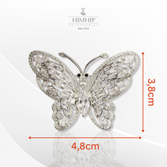 Trâm, Ghim Cài Áo HimHip KHCC Bướm Trắng Phale 2 Tầng Cánh 3.8*4.8cm