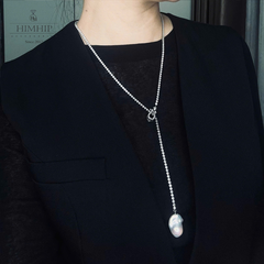 Vòng Cổ HimHip Minimal Pearl Lariat Mặt Trai Dị Phối Dây Phale 3ly Lấp Lánh 60cm Kèm Hộp
