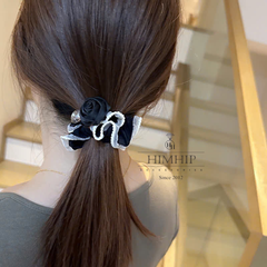 Scrunchies Tag HimHip Viền Sóng Hoa Hồng Phối Phale Sang Trọng HPBD