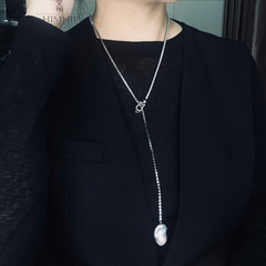 Vòng Cổ HimHip Minimal Pearl Lariat Mặt Trai Dị Phối Dây Phale 3ly Lấp Lánh 60cm Kèm Hộp