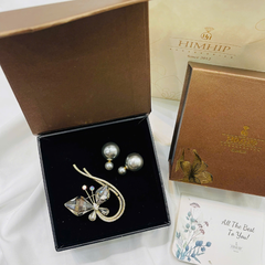 Set Quà 8/3 HimHip Khuyên Tai & Cài Áo Kèm Túi Hộp Thiệp - 256