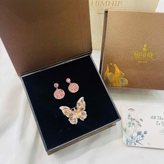 Set Quà Valentine 8/3 HimHip Khuyên Tai & Cài Áo Kèm Túi Hộp Thiệp - 270