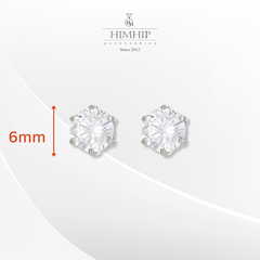 Khuyên Tai Nụ HimHip Hạt Phale Tròn Đính Chấu TiTan Lục Giác 6ly