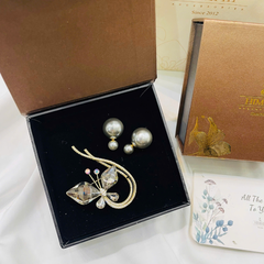 Set Quà 8/3 HimHip Khuyên Tai & Cài Áo Kèm Túi Hộp Thiệp - 256