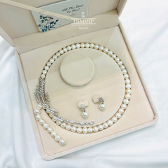 Set Trang Sức HimHip Vòng Cổ Trai Thật Khóa Lúa 62cm, Khuyên Tai Kèm Túi Hộp Thiệp - 109