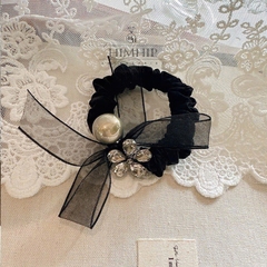 Dây Buộc Tóc HimHip Nơ Vải Hoa Phale 5 Cánh Phối Hạt Giả Trai