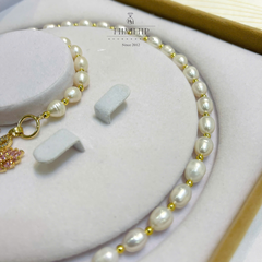 Set Trang Sức HimHip Trai Dị 7ly Vòng Cổ 73cm, Vòng Tay 17cm Phối Charm Thiên Nga Phale Hồng Ngọc Sang Trọng Kèm Hộp Nhung