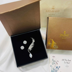 Set Quà 8/3 HimHip Khuyên Tai & Cài Áo Kèm Túi Hộp Thiệp - 257