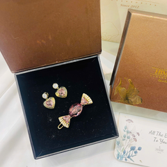 Set Quà Valentine 8/3 HimHip Khuyên Tai & Kẹp Mái Kèm Túi Hộp Thiệp - 268