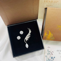 Set Quà 8/3 HimHip Khuyên Tai & Cài Áo Kèm Túi Hộp Thiệp - 257